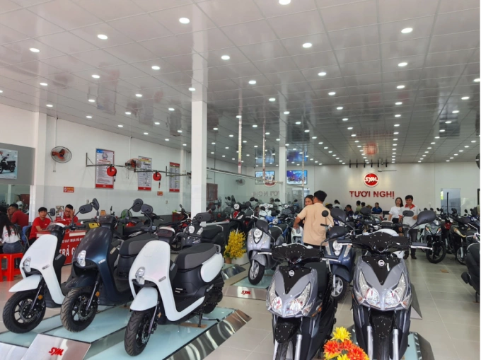 Các dòng xe SYM tại một đại lý chính hãng. Ảnh: SYM