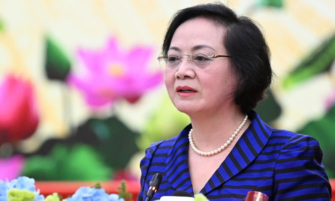 Bộ trưởng Nội vụ Phạm Thị Thanh Trà phát biểu sáng 25/7. Ảnh: Nguyên Phong