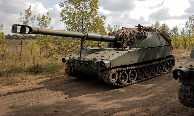 Pháo tự hành M109 của Ukraine tại tỉnh Donetsk tháng 9/2023. Ảnh: Reuters