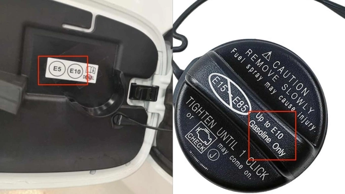 Thông tin về loại xăng tương thích trên một mẫu xe Nhật ở thị trường Anh và Mỹ. Ảnh: Lexus UK