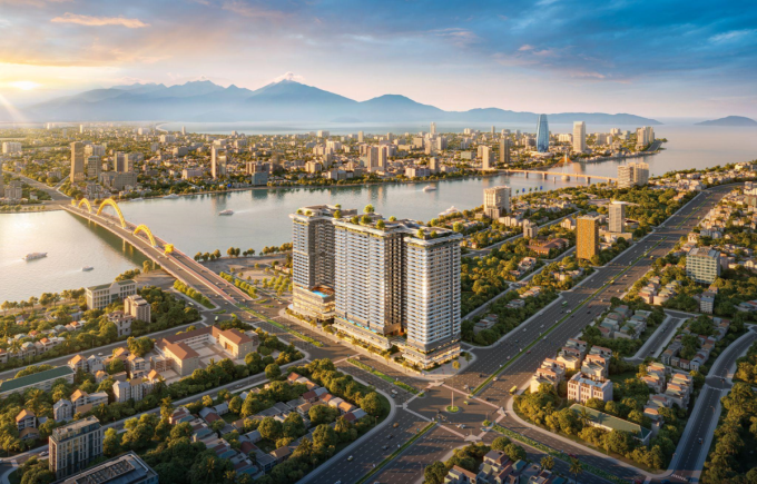 The Legend Danang nằm kề bên cầu Rồng. Ảnh: ROX Signature