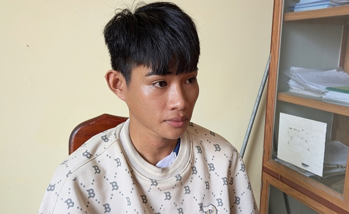 Phạm Duy Thanh tại cơ quan điều tra. Ảnh: An Phú