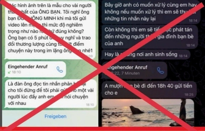 Tin nhắn đe dọa nạn nhân. Ảnh: Công an cung cấp