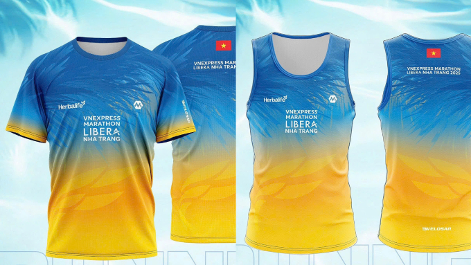 Hai phiên bản T-shirt và Singlet của mẫu áo đấu VM Nha Trang 2025. Ảnh: VM