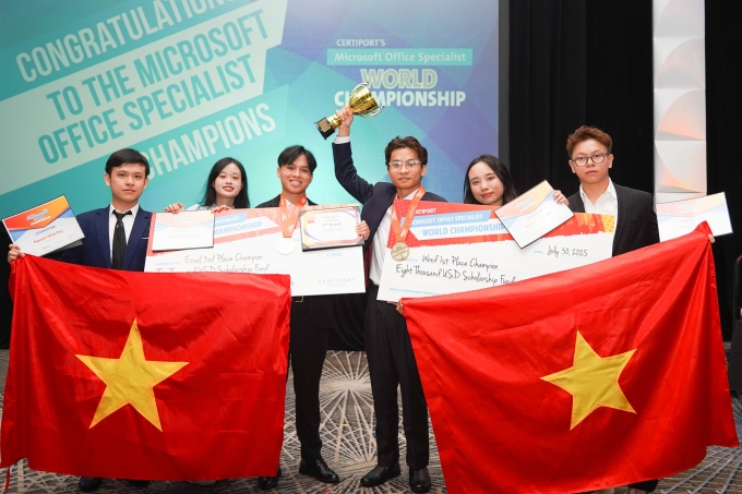 Đoàn 6 thí sinh Việt Nam tham gia cuộc thi Vô địch Tin học văn phòng thế giới 2025. Ảnh: BTC
