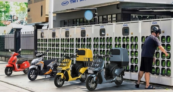 Mô phỏng trạm đổi pin của TMT. Ảnh: TMT