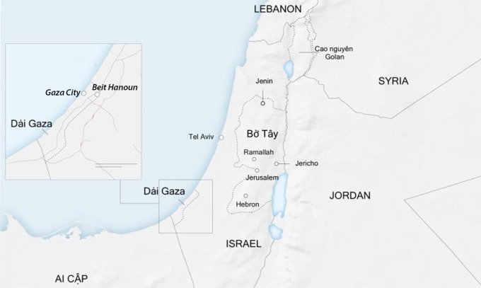 Vị trí thành phố Beit Hanoun, Dải Gaza. Đồ họa: CNN