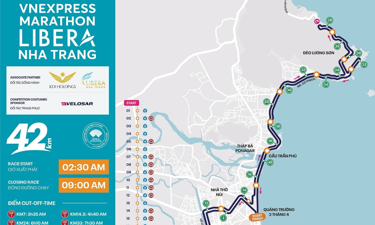 VnExpress Marathon Libera Nha Trang 2025 điều chỉnh đường hai cự ly dài