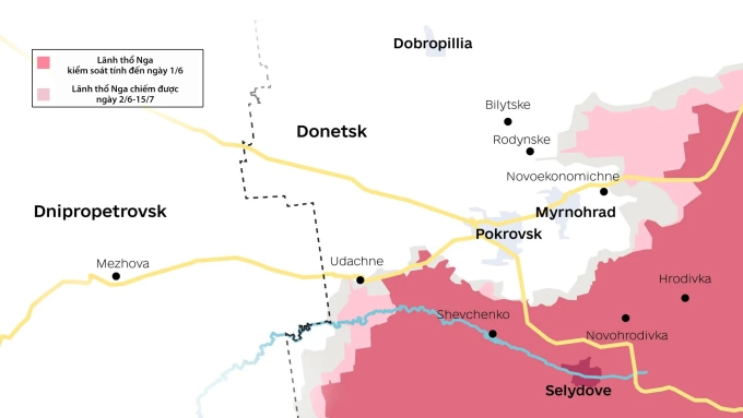 Cục diện mặt trận Pokrovsk. Đồ họa: Kyiv Independent