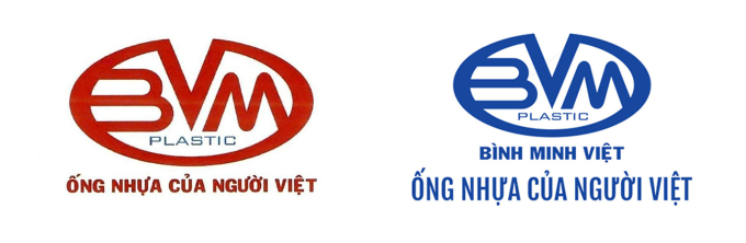 Logo Bình Minh Việt được Cục Sở hữu trí tuệ cấp (trái) và logo sử dụng trên các sản phẩm, phương tiện kinh doanh. Ảnh: Chụp tư liệu hồ sơ