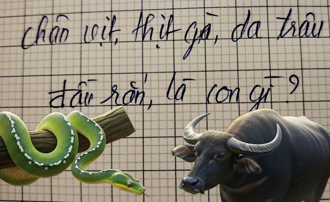 Chân vịt, thịt gà, da trâu, đầu rắn là con gì? Ảnh minh họa.