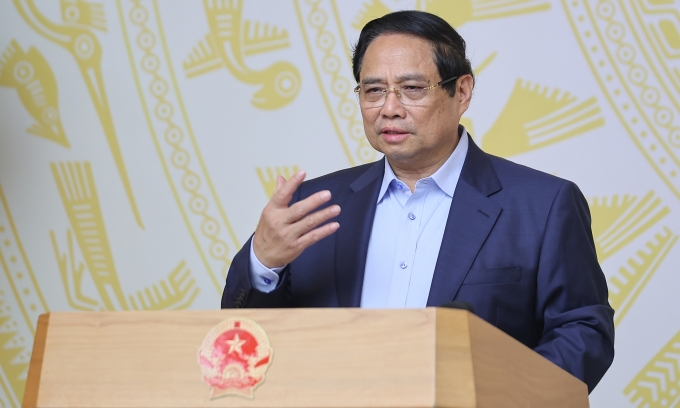 Thủ tướng Chính phủ Phạm Minh Chính phát biểu tại Phiên họp thứ 2 của Ban Chỉ đạo quốc gia về phát triển ngành công nghiệp bán dẫn, ngày 4/8. Ảnh: VGP/Nhật Bắc