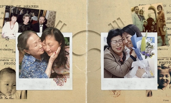 Ảnh trái, Marianne Ok Nielsen đoàn tụ với mẹ. Ảnh phải, bà Han Tae-soon gặp lại con gái sau 44 năm xa cách. Ảnh: CNN