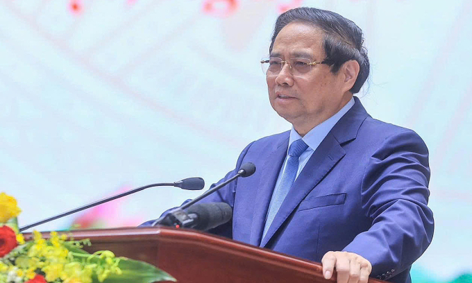 Thủ tướng Phạm Minh Chính phát biểu tại Đại hội Đảng bộ Bộ Xây dựng. Ảnh: Anh Duy