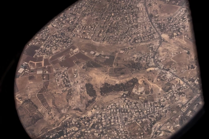 Khung cảnh Gaza nhìn từ máy bay của Không quân Hoàng gia Jordan. Ảnh: ABC News