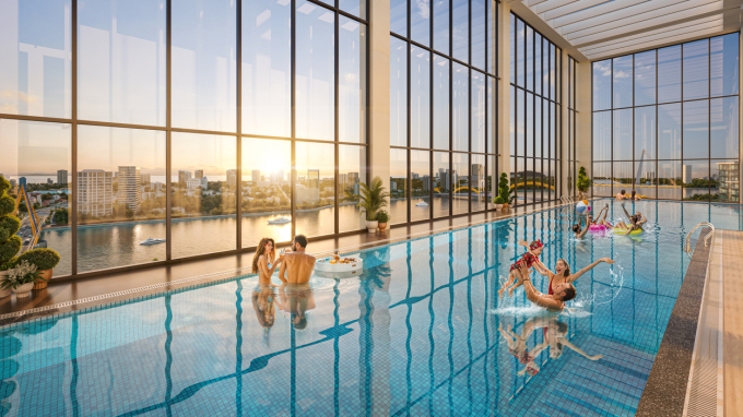 Phối cảnh hồ bơi vô cực trên mái tại dự án. Ảnh: Sun Property
