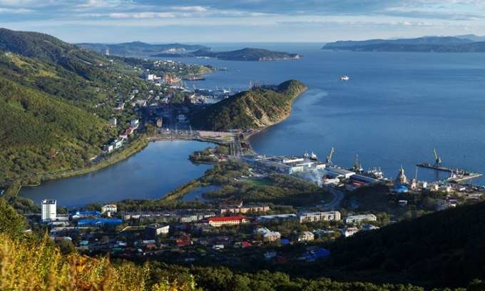 Bán đảo Kamchatka nhìn từ trên cao. Ảnh: Earth