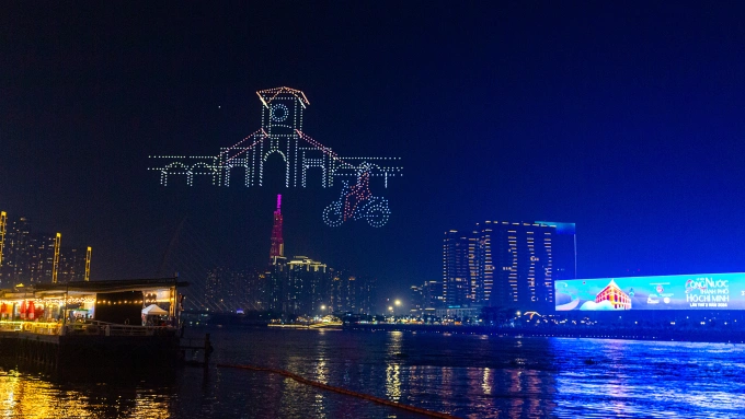 Một màn biểu diễn drone show do ekip sản xuất từng thực hiện tại TP HCM trước đó. Ảnh: Corex