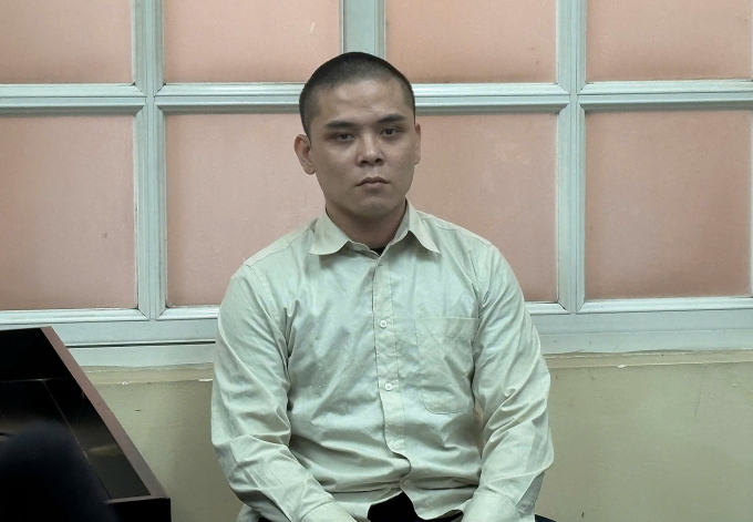 Tưởng Chí Huy được đưa đến tòa sáng nay. Ảnh: Bình Nguyên