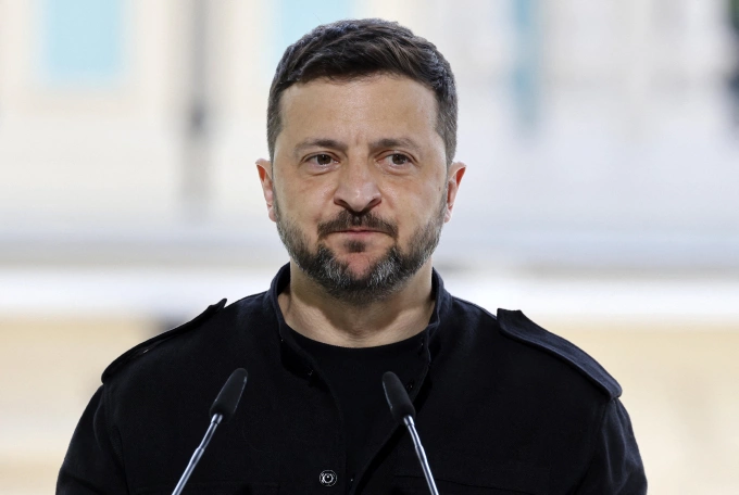 Tổng thống Ukraine Volodymyr Zelensky phát biểu tại Kiev ngày 10/5. Ảnh: AFP