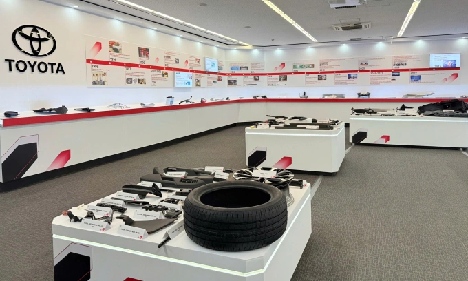 Khu trưng bày linh kiện nội địa hóa tại nhà máy Toyota ở Vĩnh Phúc, tỉnh Phú Thọ. Ảnh: Toyota