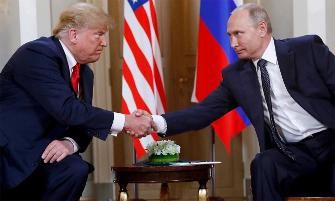 Ông Trump và ông Putin tại cuộc gặp ở Helsinki, Phần Lan tháng 7/2018. Ảnh: AP