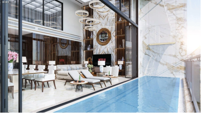 Phối cảnh Sky Villa A2.06-02 sẽ lên sóng NobleGo vào 20h ngày 12/8. Ảnh: Sunshine