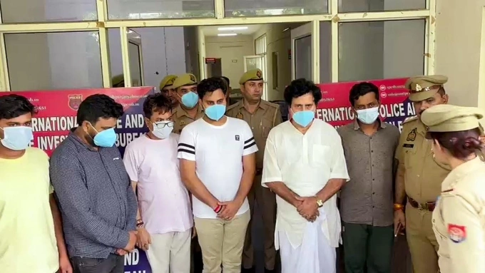 Central Zone Police busts a fake International Police and Crime Investigation Bureau Office, in Noida on August 10, 2025. | Photo Credit: ANI
