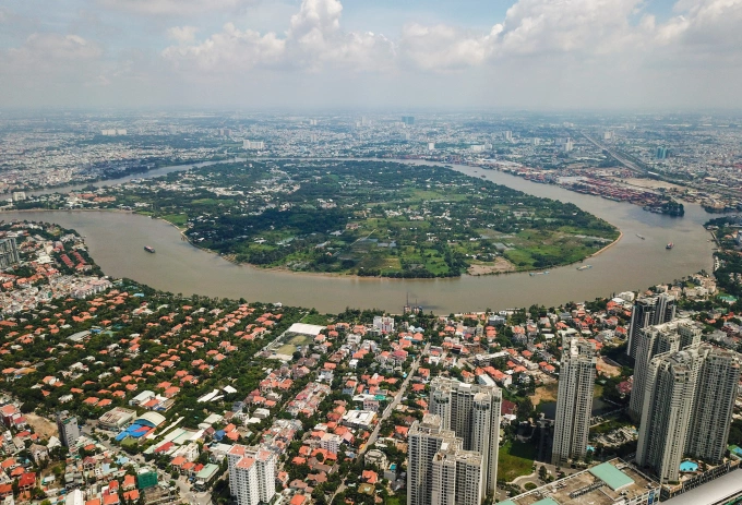 Toàn cảnh bán đảo Thanh Đa bao quanh bởi sông Sài Gòn. Ảnh: Quỳnh Trần