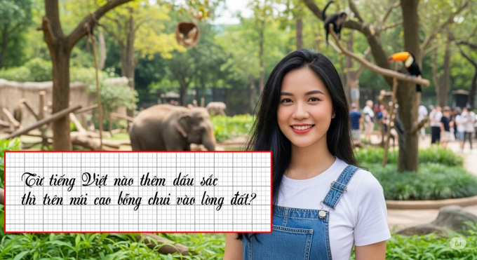Từ tiếng Việt nào thêm dấu sắc thì trên núi cao bỗng chui vào lòng đất?