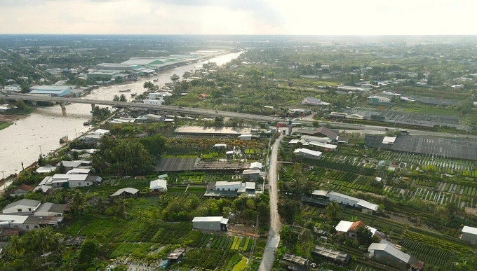 Làng hoa Sa Đéc nhìn từ trên cao. Ảnh: Ngọc Tài