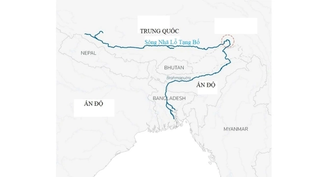 Dòng chảy của sông Nhã Lỗ Tạng Bố đi qua Trung Quốc, Ấn Độ và Bangladesh. Đồ họa: Daily Star