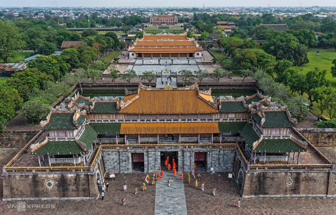 Kinh thành Huế với phía trước là Ngọ Môn, phía sau là Điện Thái Hòa, ảnh chụp tháng 8/2025. Ảnh: Nguyễn Đông