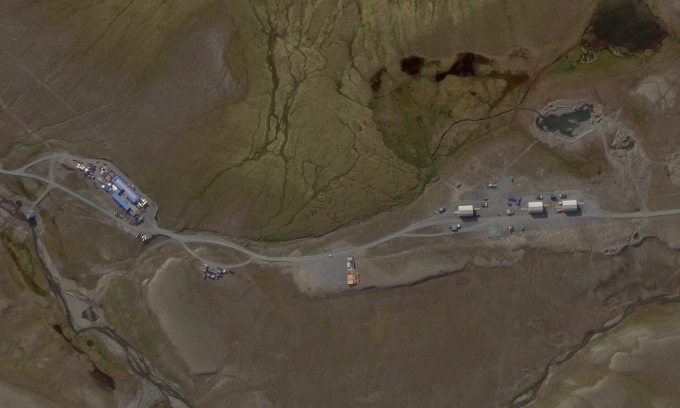 Loạt thiết bị tại bãi thử Pankovo trong ảnh vệ tinh chụp hôm 7/8. Ảnh: Planet Labs