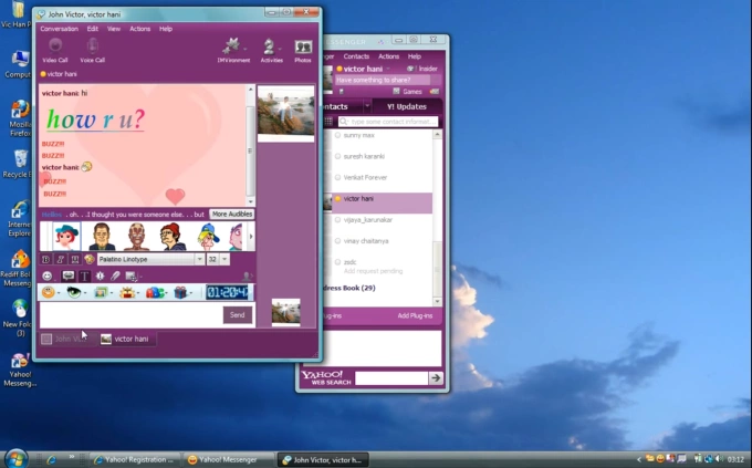 Giao diện khung chat của Yahoo Messenger trên hệ điều hành Windows Vista. Ảnh: Venturebeat