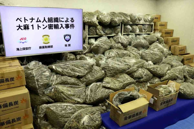Số cần sa bị tịch thu tại Tokyo, Nhật Bản, ngày 13/8. Ảnh: Yomiuri Shimbun