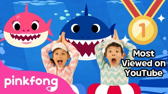 Bài hát Baby Shark của Pinkfong sản xuất hiện là video được xem nhiều nhất trên Youtube với hơn 16 tỷ lượt
