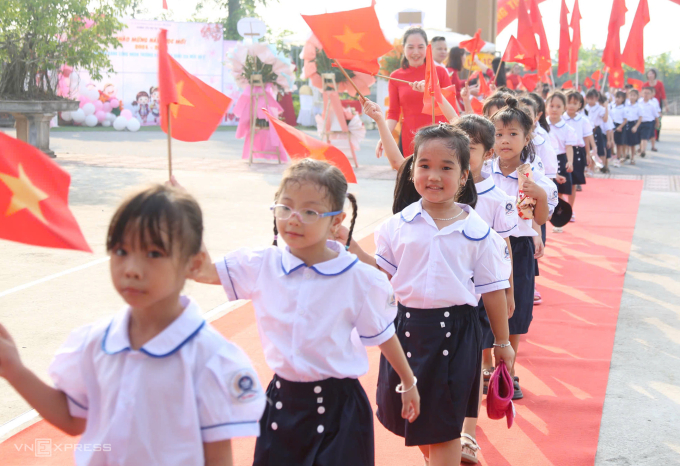 Khai giảng năm học 2024 -2025 tại trường Tiểu học Đại Thịnh A, Hà Nội. Ảnh: Phạm Hùng