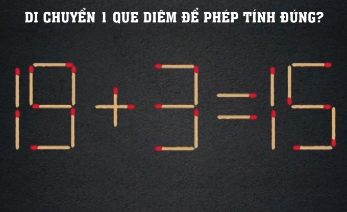 Di chuyển một que diêm để phép tính đúng