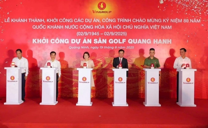 Lễ khởi công sân golf 18 hố tiêu chuẩn quốc tế tại Quang Hanh, Quảng Ninh. Ảnh: Vingroup