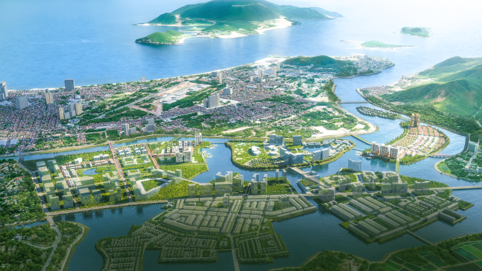 Phối cảnh khu đô thị 226 ha bao bọc bởi các dòng sông. Ảnh: Sun Group