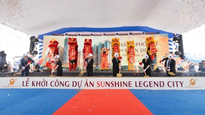 Nghi thức khởi công dự án Sunshine Legend City trong sáng 19/8. Ảnh: SSG