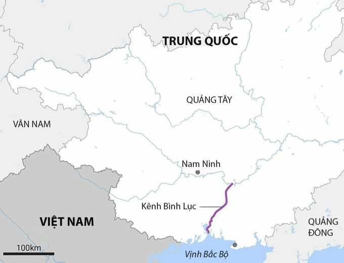 Vị trí kênh đào Bình Lục. Đồ họa: SCMP