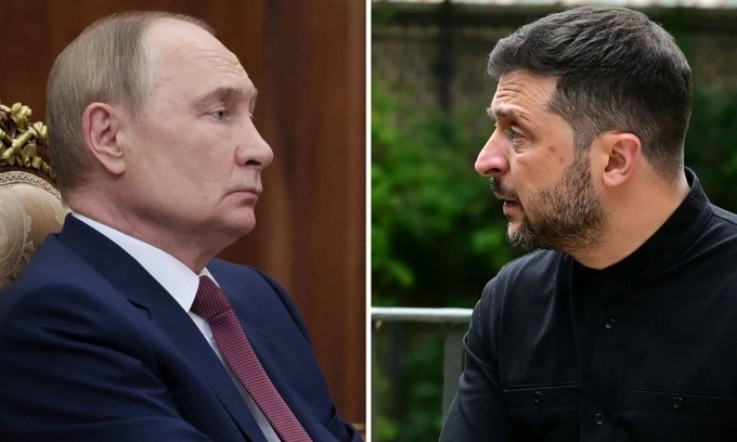 Tổng thống Nga Vladimir Putin (trái) và Tổng thống Ukraine Volodymyr Zelensky. Ảnh: CNN