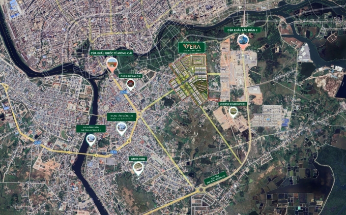 Vera Diamond City cách cửa khẩu quốc tế Móng Cái & Bắc Luân II chưa đầy 2 km, kết nối trực tiếp trung tâm hành chính. Ảnh: Vinaconex