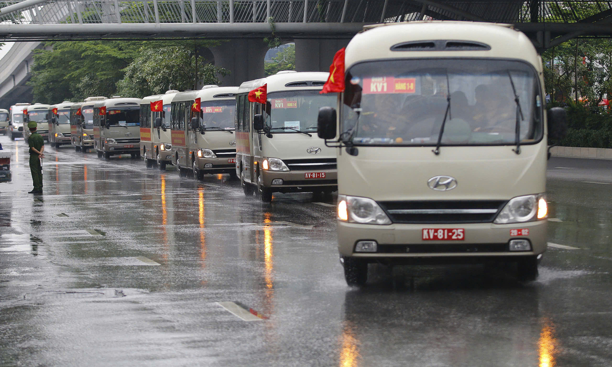 Lực lượng diễu binh về Ba Đình chuẩn bị hợp luyện