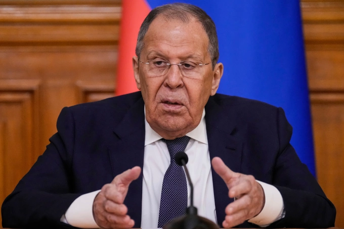 Ngoại trưởng Lavrov tại cuộc họp báo ở Moskva, Nga hôm 21/8. Ảnh: AP