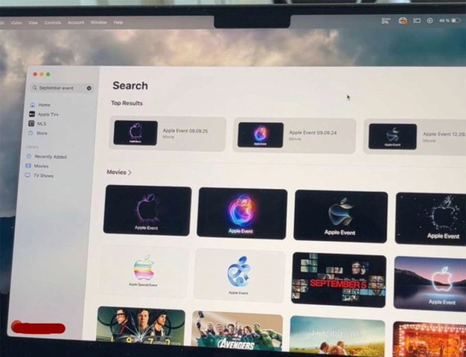 Thông tin sự kiện ngày 9/9 xuất hiện ít phút trên ứng dụng AppleTV. Ảnh: AppleLeaker