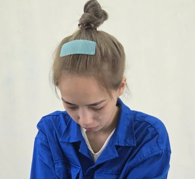 Hà Thị Lai Hạ tại cơ quan điều tra. Ảnh: Công an cung cấp