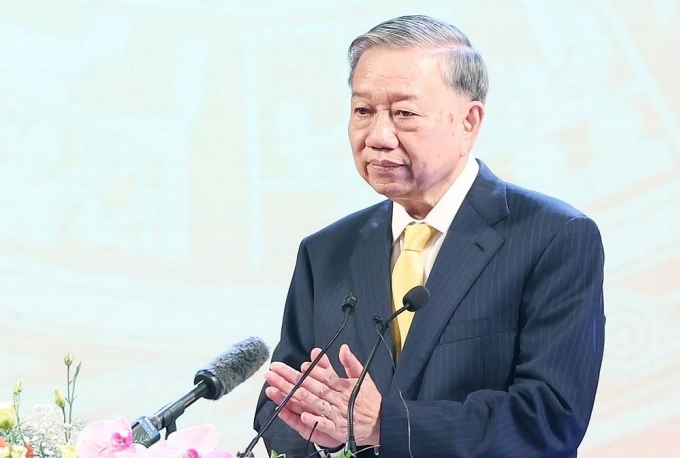 Tổng Bí thư Tô Lâm phát biểu sáng 23/8. Ảnh: TTXVN